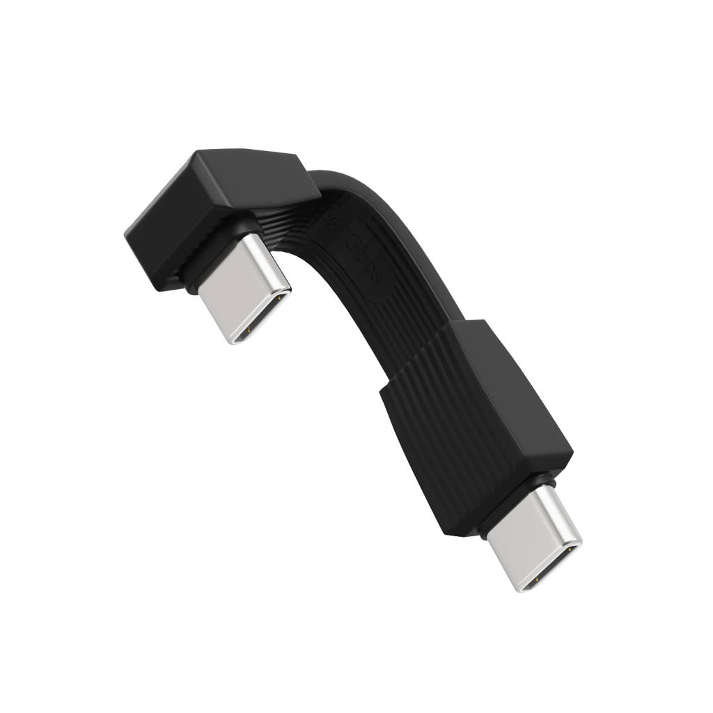 摩可灵 CH2104A 超短 PD240W USB4 全功能数据线 42mm 90°直角接头 黑色