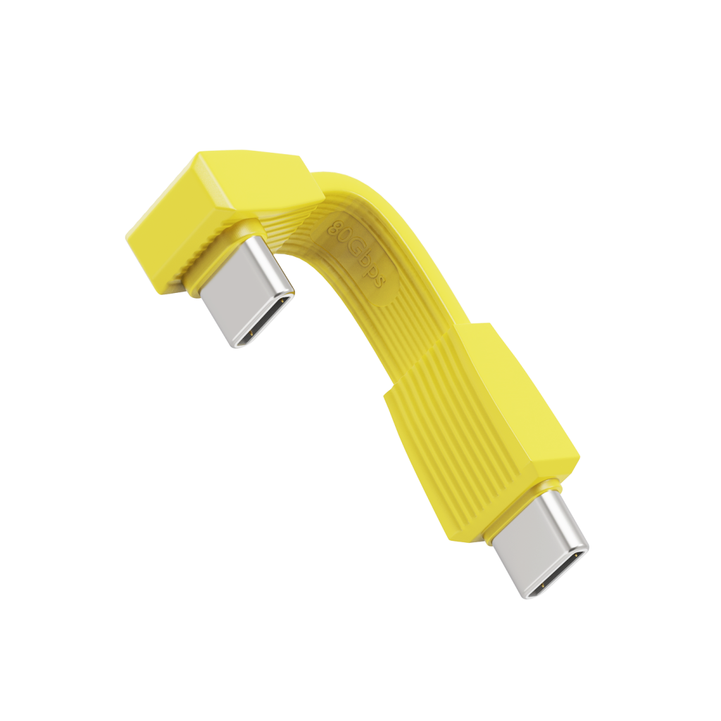 摩可灵 CH2104A 超短 PD240W USB4 全功能数据线 42mm 90°直角接头 黄色