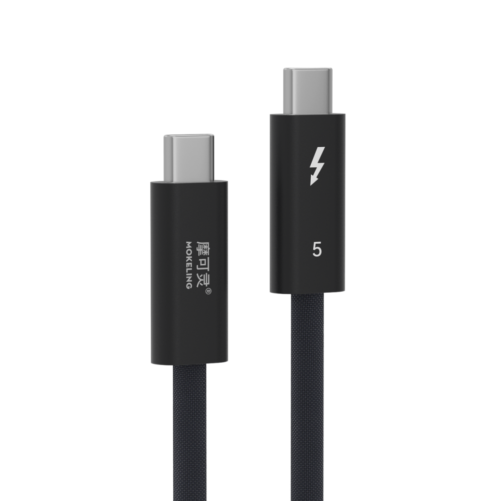 摩可灵 CH005B 雷电5编织数据线 同轴结构 藏青色 80Gbps 240W 双8K