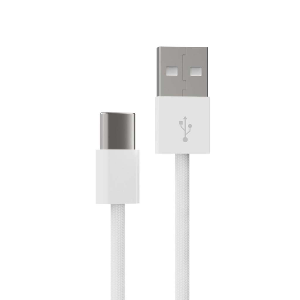 摩可灵 CH008A 白色编织屏蔽快充数据线 USB-A对C 18W 480Mbps 3mm 亲肤接头外壳