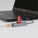 USB3.0 铝合金千兆网卡 3口USB3.0集线器