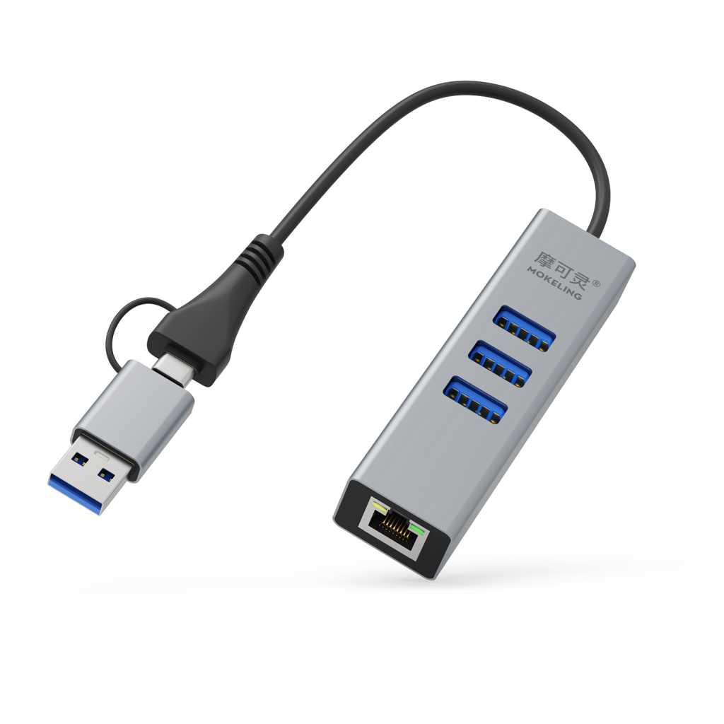 CH1609-8153B 千兆网卡+USB3.0 Hub 双头