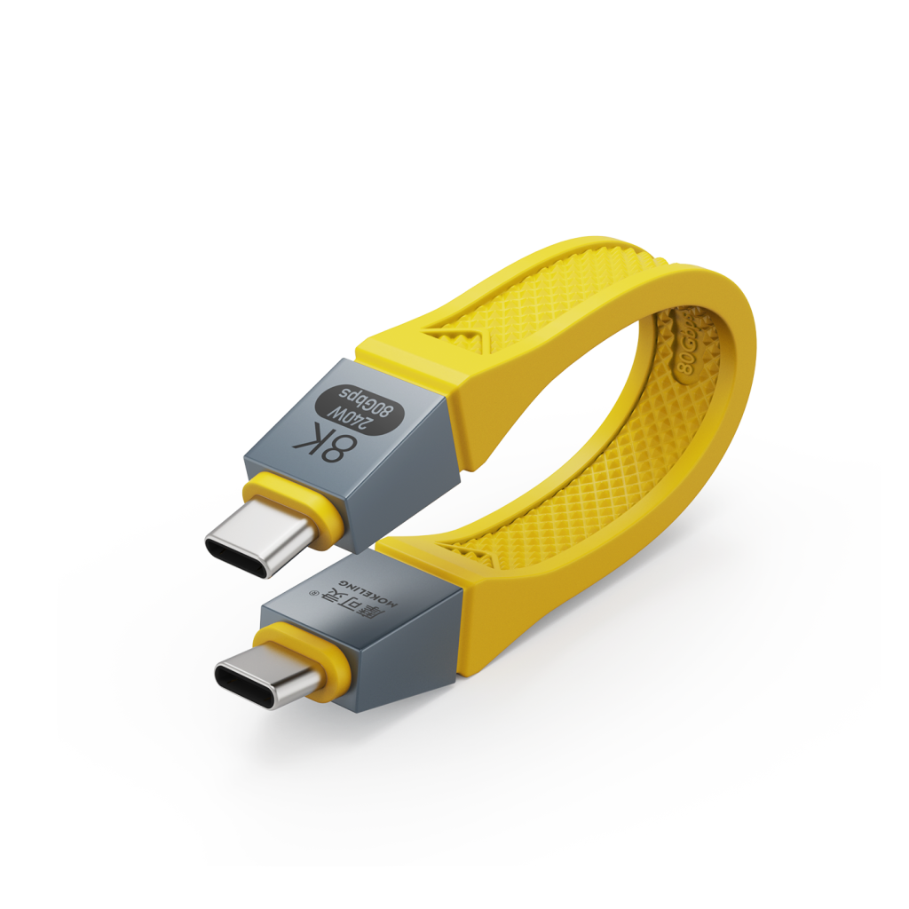 摩可灵 CH2014SU PD240W USB4 全功能数据线 80Gbps 8K投屏 13cm自由弯曲扁平短线 FPC软排线 Type-C公对公 黄色