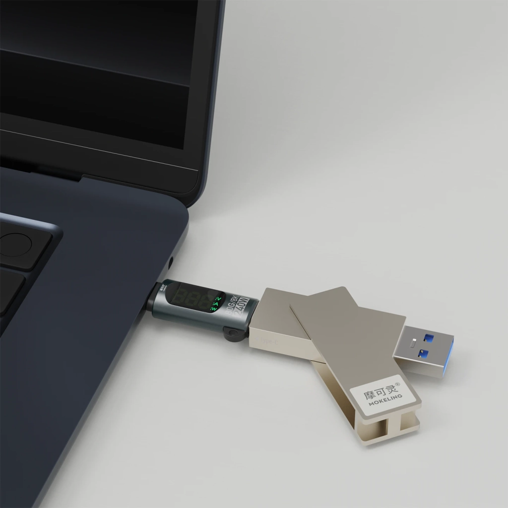 USB4 240W 数显转接头 功率显示测试器