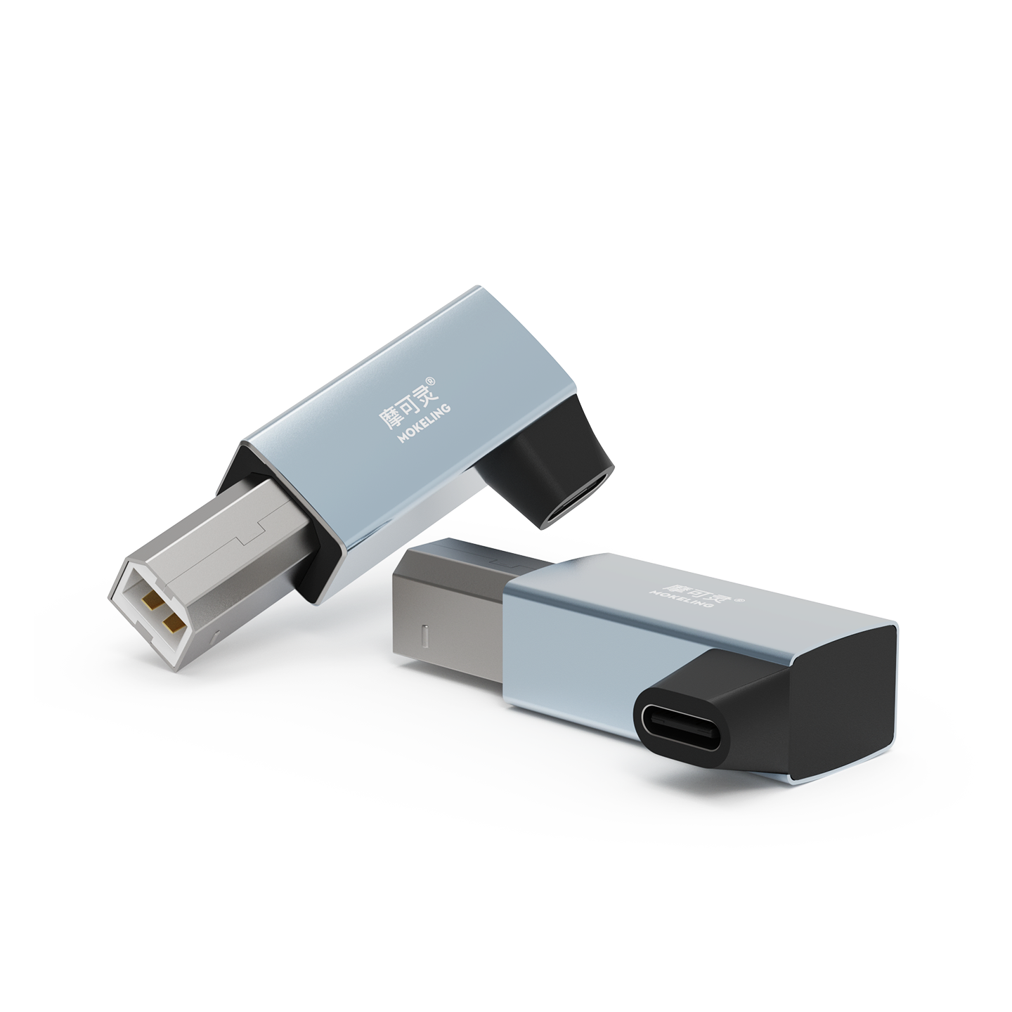 CH2107 侧弯冰蓝 Type-C转USB-B打印口转接头