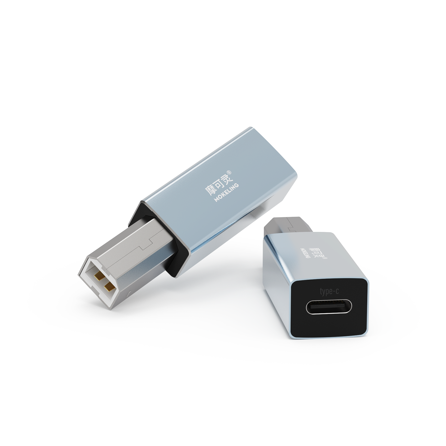 CH2107 直头冰蓝 Type-C转USB-B打印口转接头