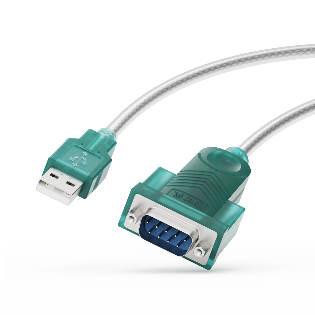 摩可灵 CH298A 公头铆钉 USB 转 RS-232 串口线，DB9 公头两侧为内螺纹铆钉